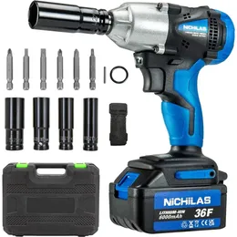 Nichilas Cordless Impact Wrench 2 IN 1 Screwdriver Head 21V electric power wrench 420Nm High Torque 240112