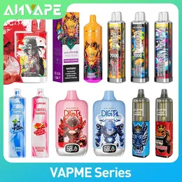 Oryginalny Vapme Series jednorazowe Vape Pen Crystal 600/Crystal 7k/Fire9k/King12k/Digital12k/Shisha15k Puff Pods E papieros 0/2/3/5% NIC SISH Cewki do ładowania cewki cewki