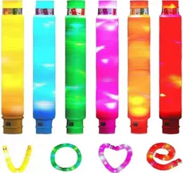 Led Rave Toy Flash Light Up Pop Tubes Bambini Adulti Fidget Pipes Glow Sensory Learning Puntelli Festa di compleanno Decorazioni fai da te2955556