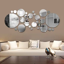 2624pcs 3D Mirror Wall Sticker Round DIY TV Background Room Stickers Decor bedroom Bathroom Home Decoration mirror 240112