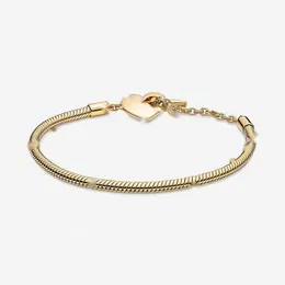 Charm Bracelets Gold plated Heart Snake Chain for PandoraBracelet Silver designer Jewelry For Women Girlfriend Gift Teachers present gifts.