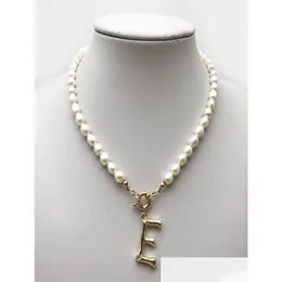 Pendant Necklaces Real Pearl Necklace Choker Alphabet Az Initial Stainless Steel Buckle Goldcolor Pendant Freshwater Jewelry 220228297 Dhwxm