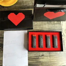 Märke läppsmakeup läppstift set present rött låda kit 4 st/set luster lipsicks rouge a levres 3g*4pc