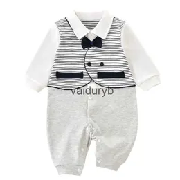 Rompers Newborn Baby Boy Formal Clothes Cotton Gentelman Romper Bowtie Stripe Infant Toddler Baby Jumpsuit Birthday Party Costume 0-2Yvaiduryb