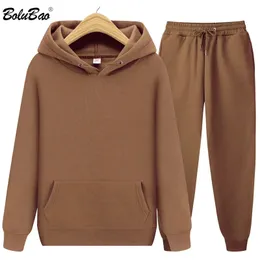 Bolubao Mens Set Hoodiespants Autumn Hooded Sweatshirt Sweatpants Fashion Slim Fit Hip Hop Pullover Hoody Male Set 240112