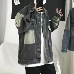 Erkekler Sıradan Büyük Boy Denim Ceket Kore Sokak Giyim Erkekler Kot Ceket Katlar Sıradan Windbreaker Tulum Palto Dış Giyim S-4XL 240113