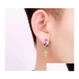 Dangle Chandelier Allergy Cross Ear Clasp Dangle Fashionable Titanium Punk Studs 남성용 스테인레스 스틸 귀걸이 4 색 Dhhpt Dr Dhhpt