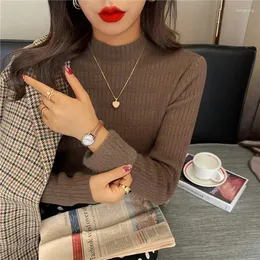 Women's Sweaters MUYOGRT Women Long Sleeved Turtleneck Sweater Harajuku Pullover Knit Slim Elastic Korean Solid Simple Basic Jumper