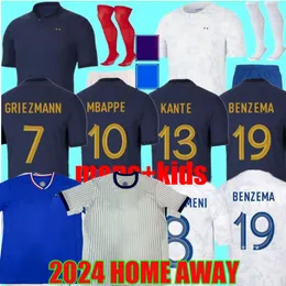 Maillots de French Soccer Jersey 2024 Benzema mbappe Griezmann 24 25 Francia Men Kid