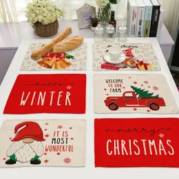 45 x 32 cm Weihnachts-Schneemann-Druck, Küchen-Tischset, Leinen- oder Stoff-Tischsets, Servietten, schlichtes Design, Geschirr-Werkzeug 240112