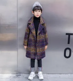 2020 осенне-зимнее утолщенное шерстяное пальто для мальчиков в шерстяном стиле в западном стиле шерстяное пальто средней длины для мальчиков модный плащ детские пальто242074128