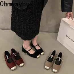Designer mary jane sapatos femininos dedo do pé quadrado moda casual deslizamento em sapatos baixos senhoras elegante estilo de rua calçados 240112