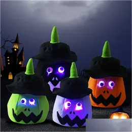 Inne świąteczne zapasy imprezowe LED Light Halloween Trick lub Treat Bucket Pumpkin Candy Bags