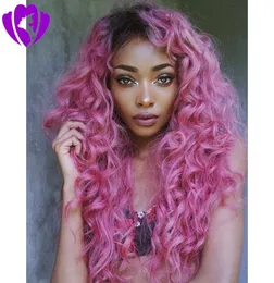 30 PULGADAS de largo ombre rosa suelto rizado peluca con malla frontal sintética sin pegamento pelucas resistentes al calor de alta temperatura para mujeres negras 8024928