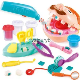 クレイ生地モデリングLdren Postictine Tools Play Play Toy Dentist Check Teeth Model Set Clay Mold Toy Role Play Early Learning Toysvaiduryb