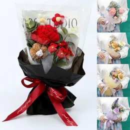 Decorative Flowers Crochet Rose Bouquet Fashion Colourful Simulation Flower Home Wedding Party DIY Decoration Gift For Family And Friends