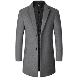 Шерстяное пальто осень-зима, хлопковая утолщенная шерстяная куртка, пальто, мужские топы высокого качества, ветрозащитные теплые тренчи, пальто 240113