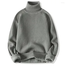 Erkek Sweaters 2024 Sonbahar Kış Mens Sweater Belvesek Kazak Erkekler Düz Renk Örgü Günlük Kalınlama Çekme Jumper'ın Korece Versiyonu