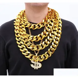 Łańcuchy Hip Hop Złoty kolor duży akrylowy naszyjnik łańcuchowy dla mężczyzn punkowy duży duży plastikowe łącze men039s biżuteria 20215586654 DRO DH5GI