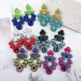 Soutache Women's earrings Handmade Fashion jewelry Dangle Earring Long Large Boho Crystal Sutasz Accessories Female trendy gift 240113