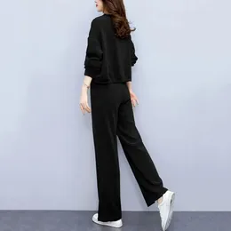 Pantalones de dos piezas para mujer, traje transpirable, abrigo elegante de un solo pecho, conjunto de pierna ancha para mujer, cárdigan de manga larga con cuello en V y cordón