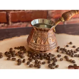 Kaffeekannen, handgefertigt, türkischer Kupfertopf, türkisch-griechisch-arabisch-marokkanischer Hersteller, Cezve Briki, Herd, Drop-Lieferung, Hausgarten, Küche, D, Dhnq6
