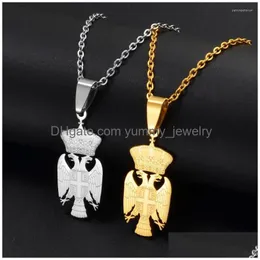 Pendant Necklaces Anniyo 3.1Cm Serbia Eagle Stainless Steel Material For Women Girls Srbija Jewelry Serbian 312321 Drop Delivery Dh0Ye