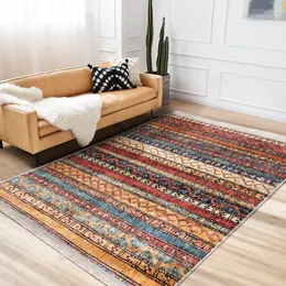 Pattern Rug, Rustic Design Farmhouse Carpet, Machine-Washable Fringed Non-Slip Rug, Ethnic Multi-Purpose Anti-Slip Geometric Carpet