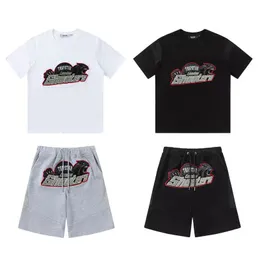Top trapstar nova camiseta masculina de manga curta roupas chenille conjunto treino 2 peças tigre bordado preto algodão londres streetwear S-2XL