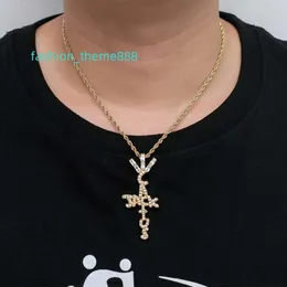Designer Hip hop shiny Cuban chain necklace Ice chain Punk Cross pendant full of diamond Moissanite dance jewelry gifts for men and women