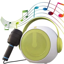 Högtalarhögtalarmaskin med mikrofon för flickor pojkar småbarn bärbara bt -högtalare med radiobarn karaoke med röstväxlare