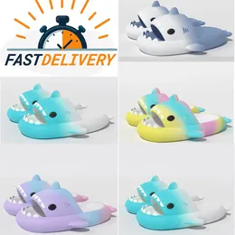 shark slippers Designer Slippers For Mens Womens Fashion Classic Flat Summer Beach Shoes Man Scuffs Leather Rubber Flat Floral Flower Slides Sliders