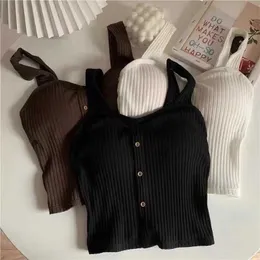 Kadın Tankları Camis Crop Top Y2K Korse Yaz Koreli Moda Tank Top 2023 Yeni Kadınlar Örgü Günlük Temel Slim V Tatlı Sütye Üstleri Kadın