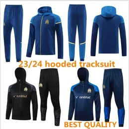 2023 2024 Erwachsener MILIK PAYET Marseille Kapuzenpullover mit langem Reißverschluss, Trainingsanzug, Veste Maillot 23 24 OM Hoodie, Herren-Trainingsanzug, Fußball-Jogging-Set, Jacken