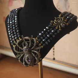 Ketten Schwerindustrie Vintage Kristall Perlen Halskette Spinne Zhongzhong Europa und Amerika Mittelalter