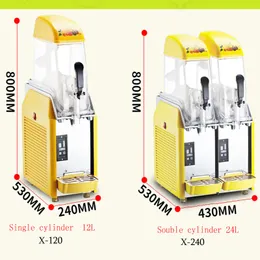 Máquina de derretimento de neve comercial 6l * 4 tanque congelado bebida quente e fria bebida leite espremedor de frutas fabricante dispensador de suco