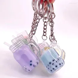 Klasyna 5pcs mini symulacja łańcucha klucza bąbelkowa herbata mleczna torba akrylowa dekoracja brelowa Kawaii zindywidualizowane kreatywne słodkie