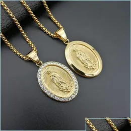 Pendant Necklaces Pendant Necklaces Virgin Mary Pendants Neckalce Gold Sier Stainless Steel Round For Men Women Jewerly 242 R2 Drop De Dhpus