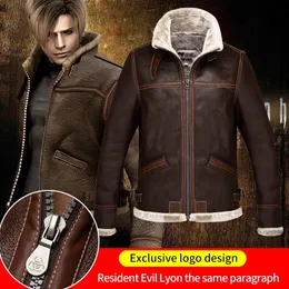 Moda casaco de couro jaqueta cosplay plutônio faur jaqueta de manga longa inverno outerwear masculino menino jaqueta de couro 240113