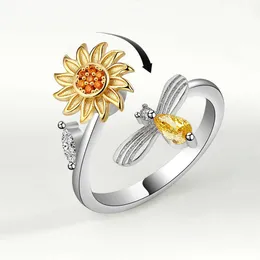 2024 New Age Jewelry Designer Band Rings New Detating for Fashion Teaxiety Relief Sunfower Ring