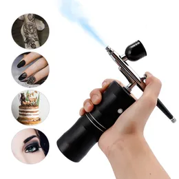 Top 0.3mm Mini Air Compressor Kit Air Brush Paint Spray Gun for Nail Art Tattoo Craft Cake Nano Fog spray 240113