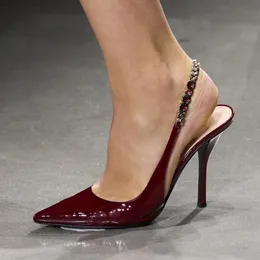 Nowe patentowe skórzane spiczasty palce u noża pompki buty buty szpilki Sandały 10,5 cm damskie sandały na obcasie luksusowe buty designerskie rozmiary 35-42 z pudełkiem