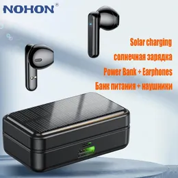 Kopfhörer Solar Lade Power Bank + Drahtlose Kopfhörer Bluetooth Kopfhörer Sport Musik TWS Für Apple iPhone Samsung Xiaomi Handy PC