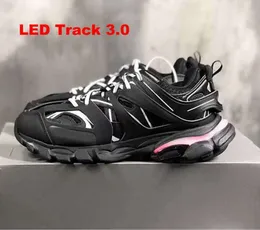 Chaussures Habillees مصمم LED Track 3 3.0 Chaussure Hommes Femmes سلال ثلاثية Noir Blanc Rose Bleu Orange Jaune Vert Tess. Gomma Sneaker Pistes Sports YT1129