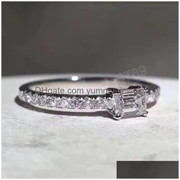 925 Sterling Sier Natural Diamond Ring for Women Wedding Bands Jewelry Gemstone Drop Delivery Dhnoi