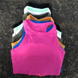 Solid Color Round Neck Fitness BH Tight Sport Tank Top Comprehensive Training Jog Yoga med bröstkudd Antibakteriell deodorant 240113