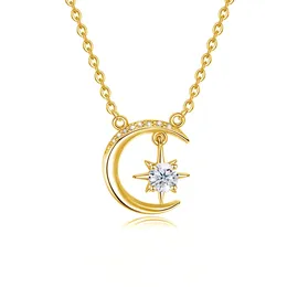 Бренд RedWood Eid подарки 05ct ожерелье с лунной звездой и сертификатом женские подвески-подвески мусульманское настоящее серебро 925 пробы ювелирные изделия 240112