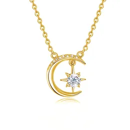 RedWood Marca Eid Regali Collana con Stella di Luna da 05ct con Certificato Ciondolo da Donna con Ciondoli Musulmani Veri Gioielli in Argento 925 240112