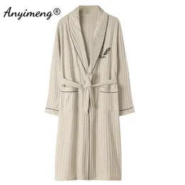 L-4XL Luxury Bathrobe For Man Autumn Winter Sticked Cotton Long Sleeve Shawl Collar Men Robes Elegant Mens Kimono V-hals Robe 240113