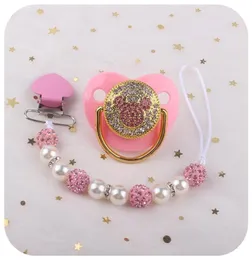 2PCSSET BLING Pacifier Mouse Baby Nipple Holder Clip Chain Born Shower Gift 2205237922114